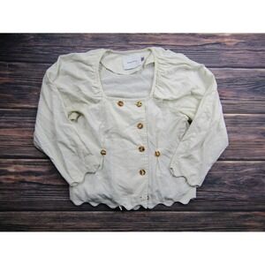 House of Sunny Womens Size 8 Ivory White Cream Button Up Shirt Linen